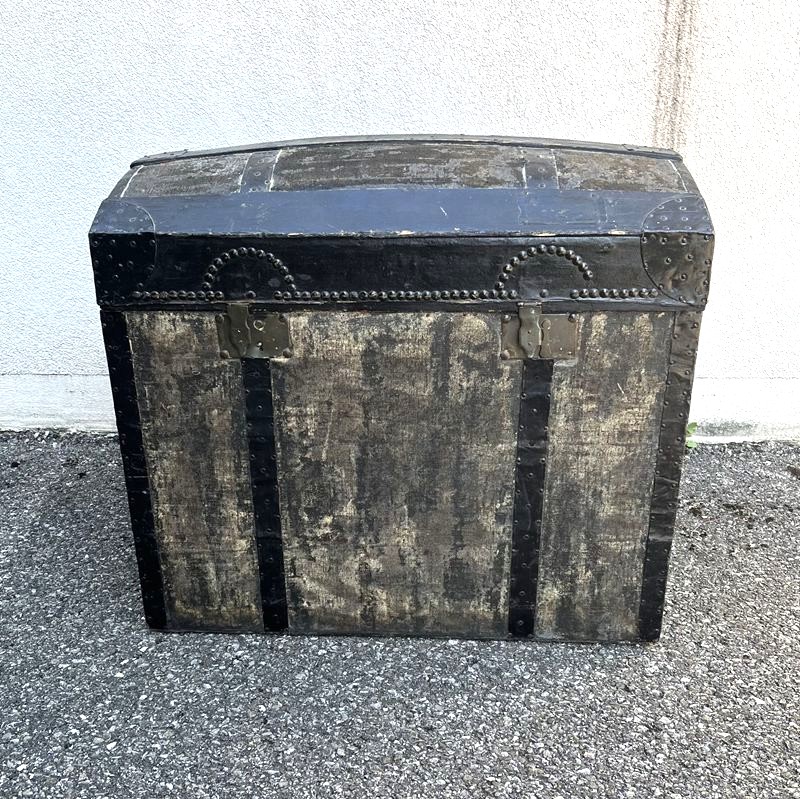 Ancienne Malle Vintage – Bois Et Métal – Doré – 23,5 X 16 X 19 Cm
